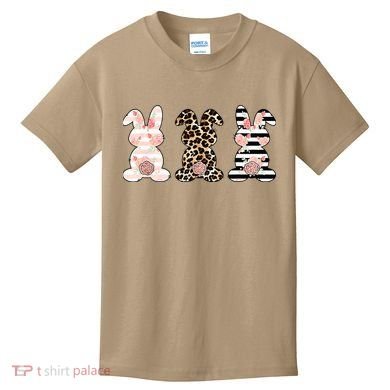 Leopard Easter Bunny Rabbit Trio Cute Easter Kids T-Shirt