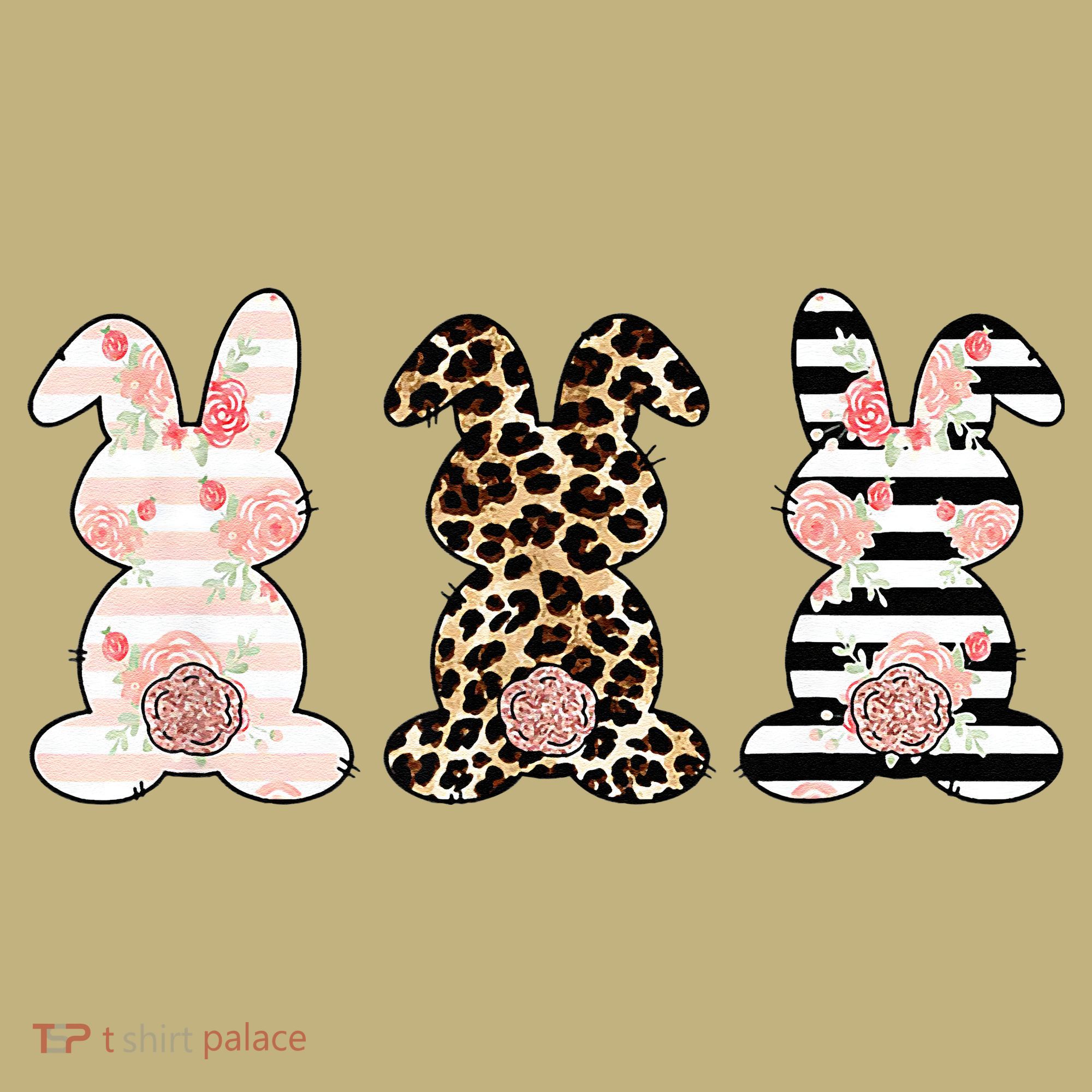 Leopard Easter Bunny Rabbit Trio Cute Easter Kids T-Shirt