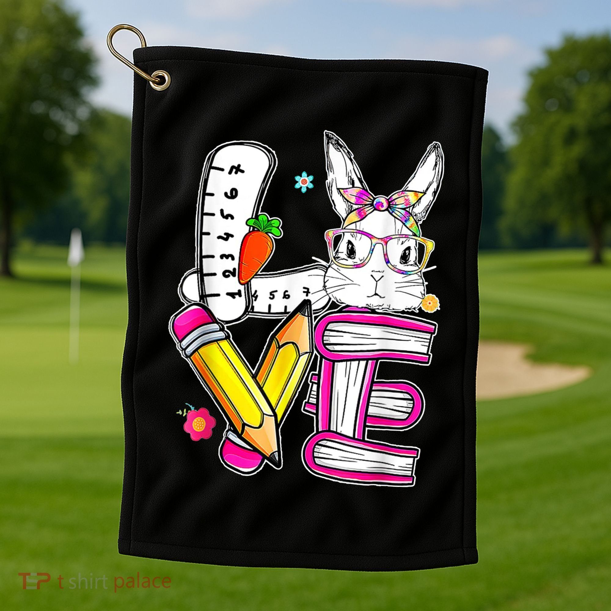 Love Easter Bunny School Golf Towel
