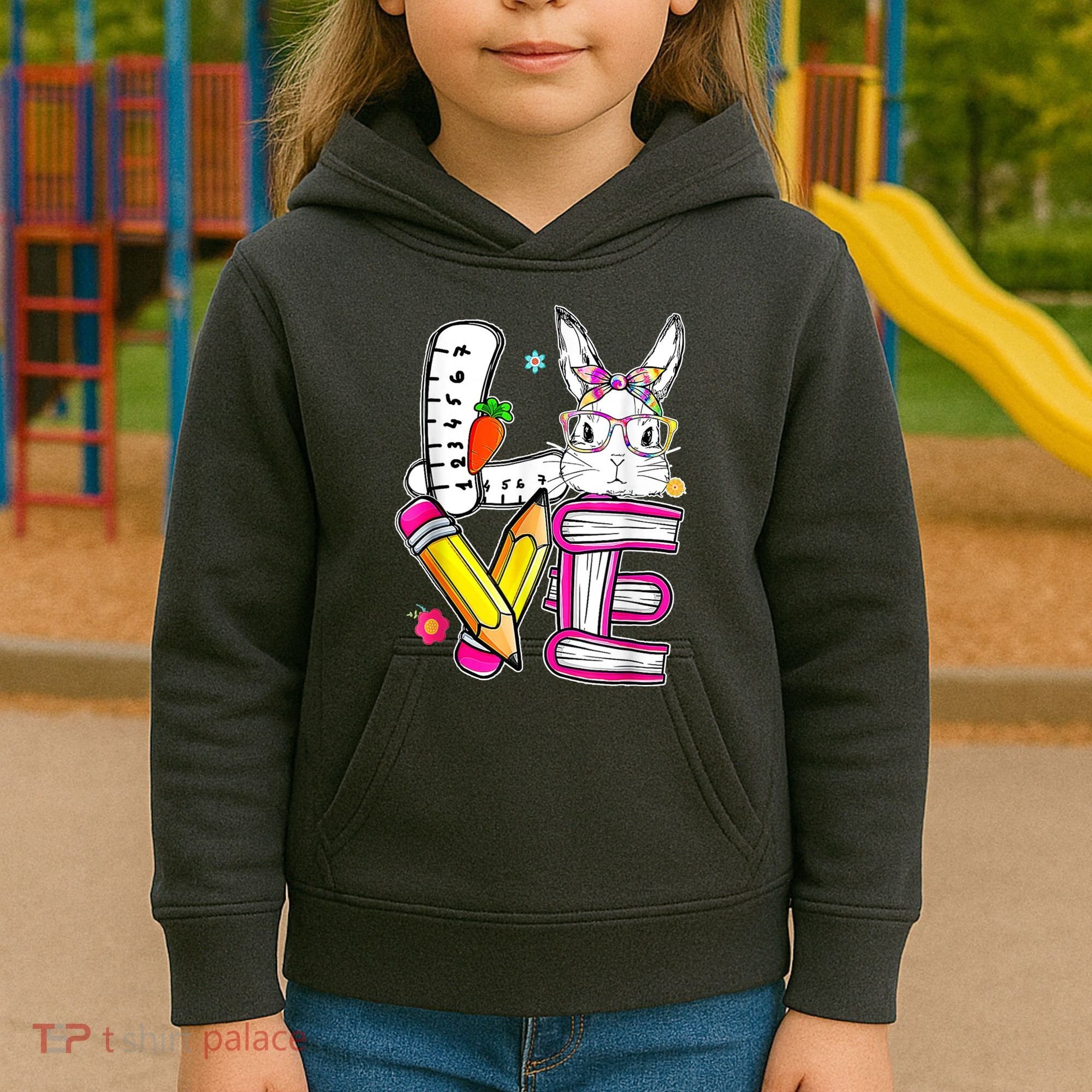Love Easter Bunny School Kids Hoodie