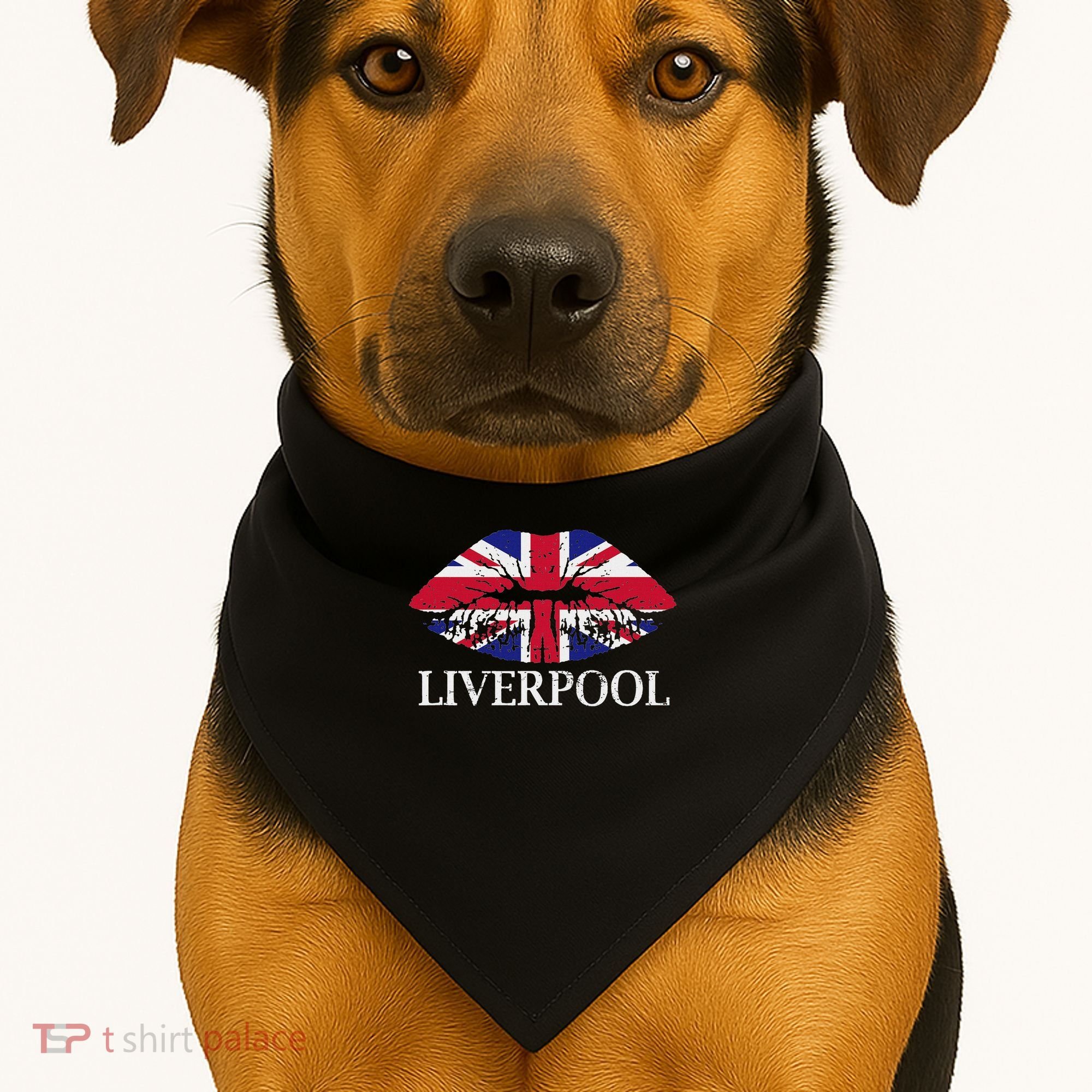 Liverpool England British Flag Lips USA-Made Doggie Bandana