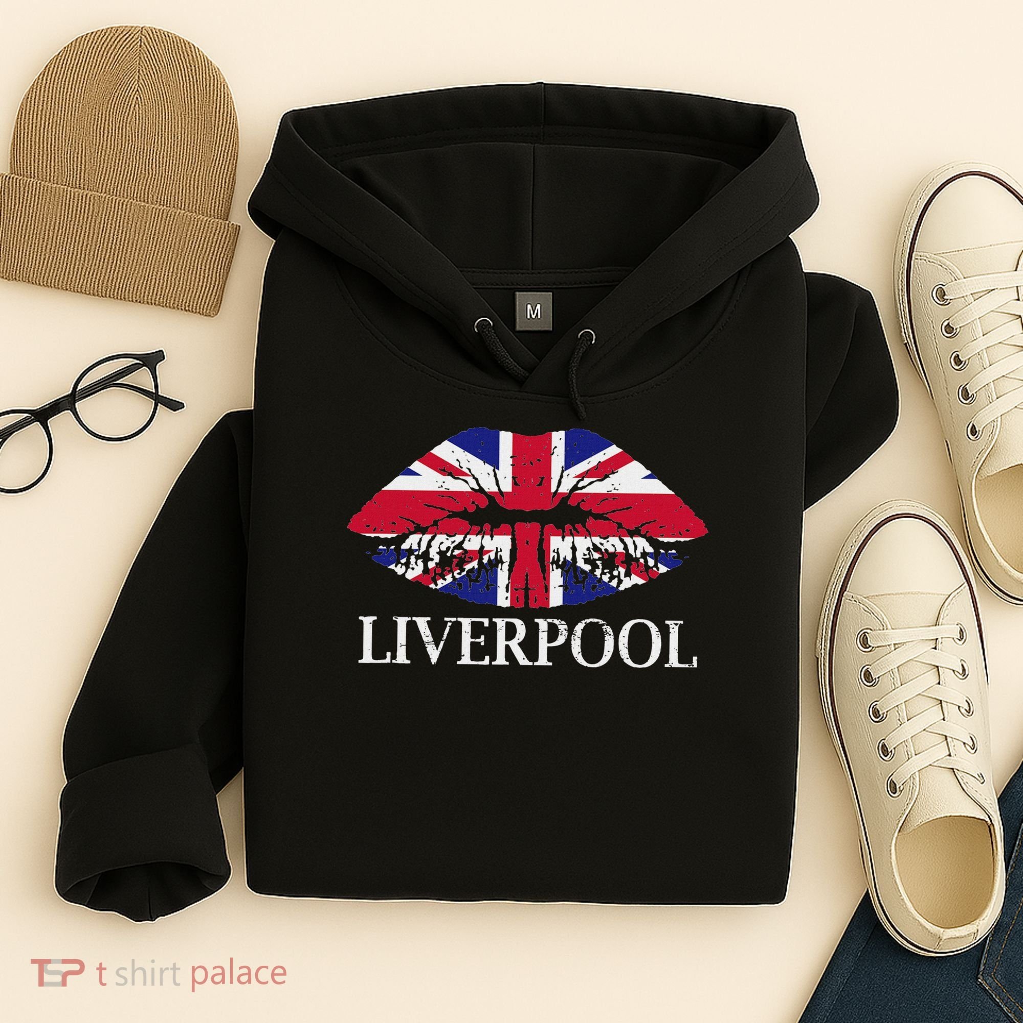 Liverpool England British Flag Lips Hoodie