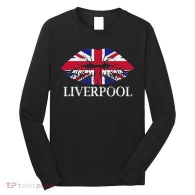 Liverpool England British Flag Lips Long Sleeve Shirt