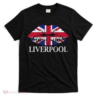 Liverpool England British Flag Lips T-Shirt