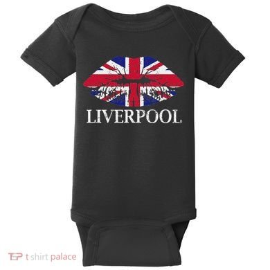 Liverpool England British Flag Lips Baby Bodysuit