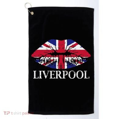 Liverpool England British Flag Lips Golf Towel