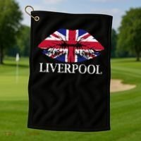 Liverpool England British Flag Lips Golf Towel thumb 1