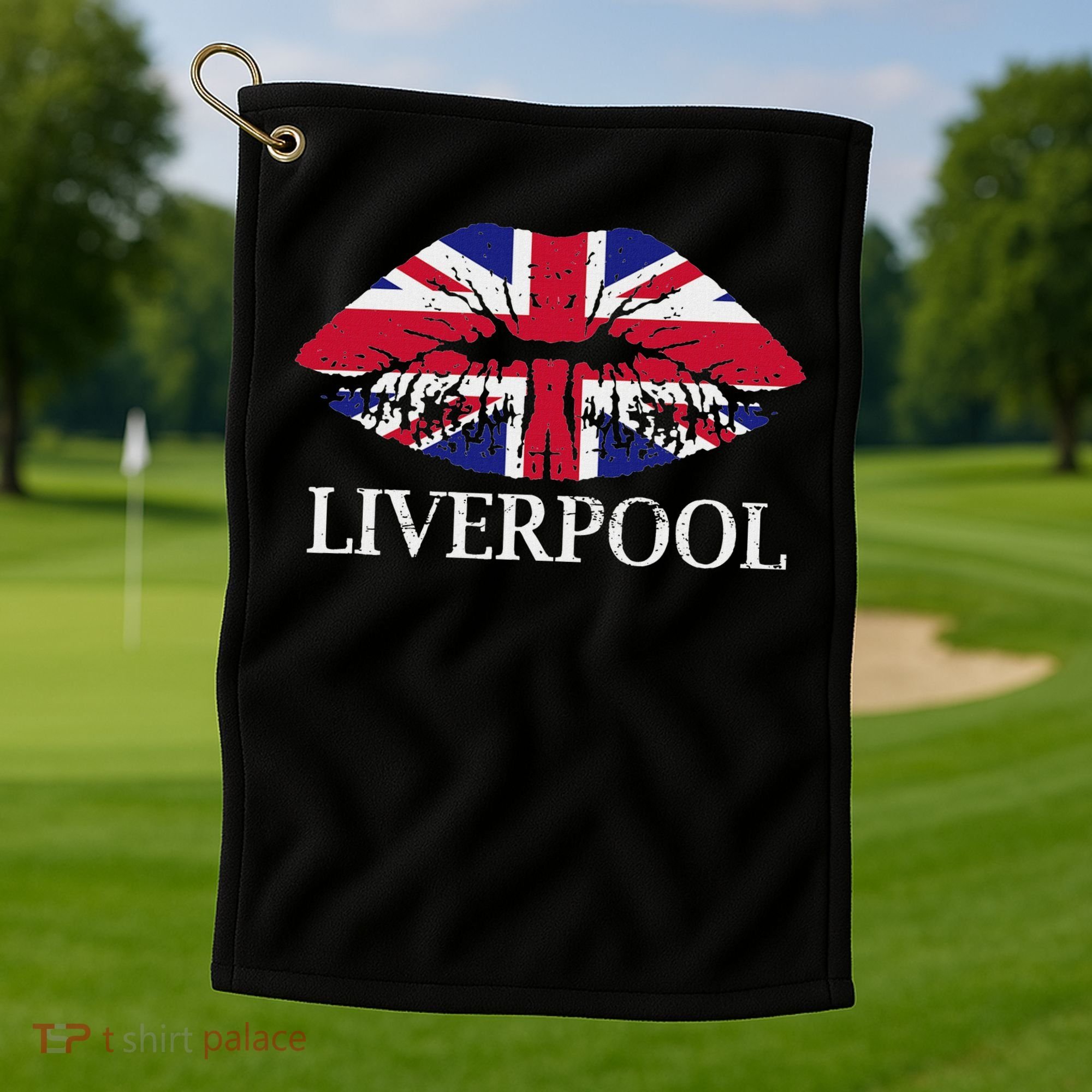 Liverpool England British Flag Lips Golf Towel