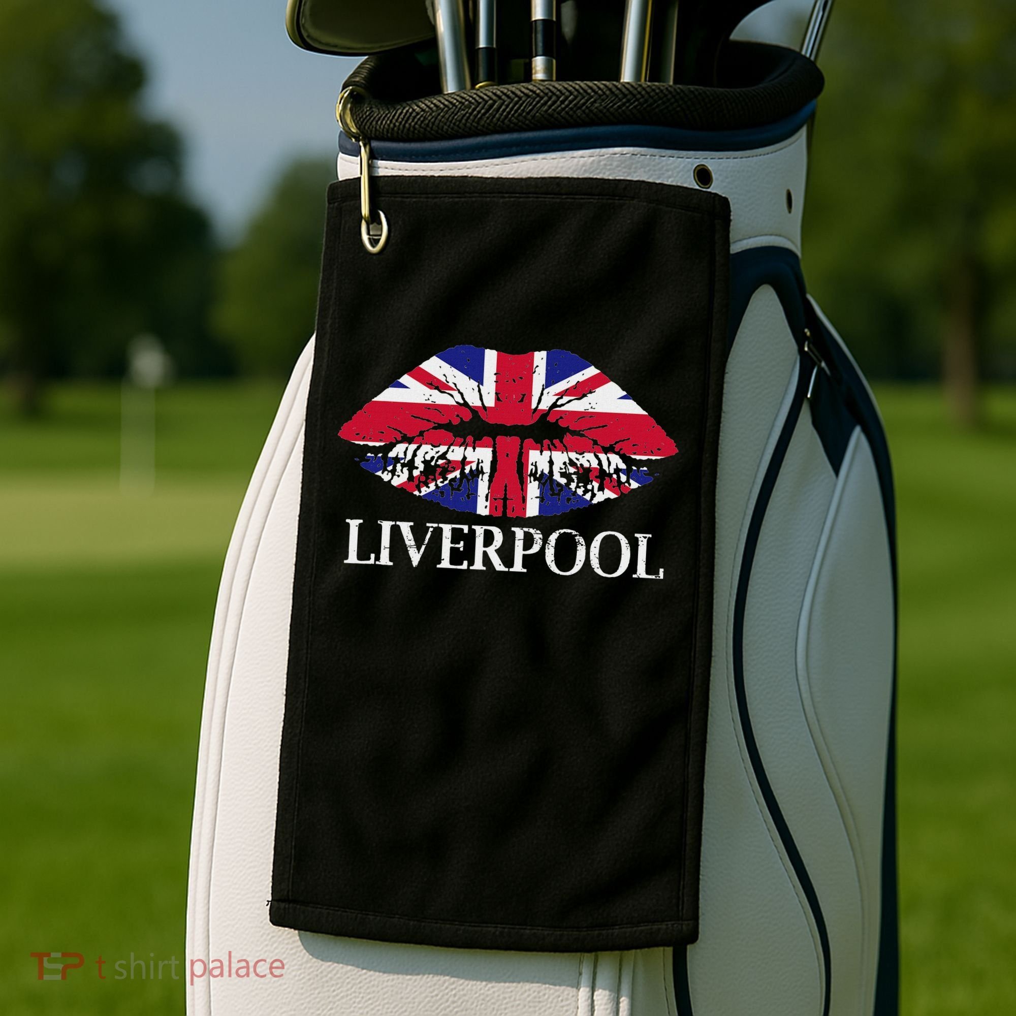 Liverpool England British Flag Lips Golf Towel