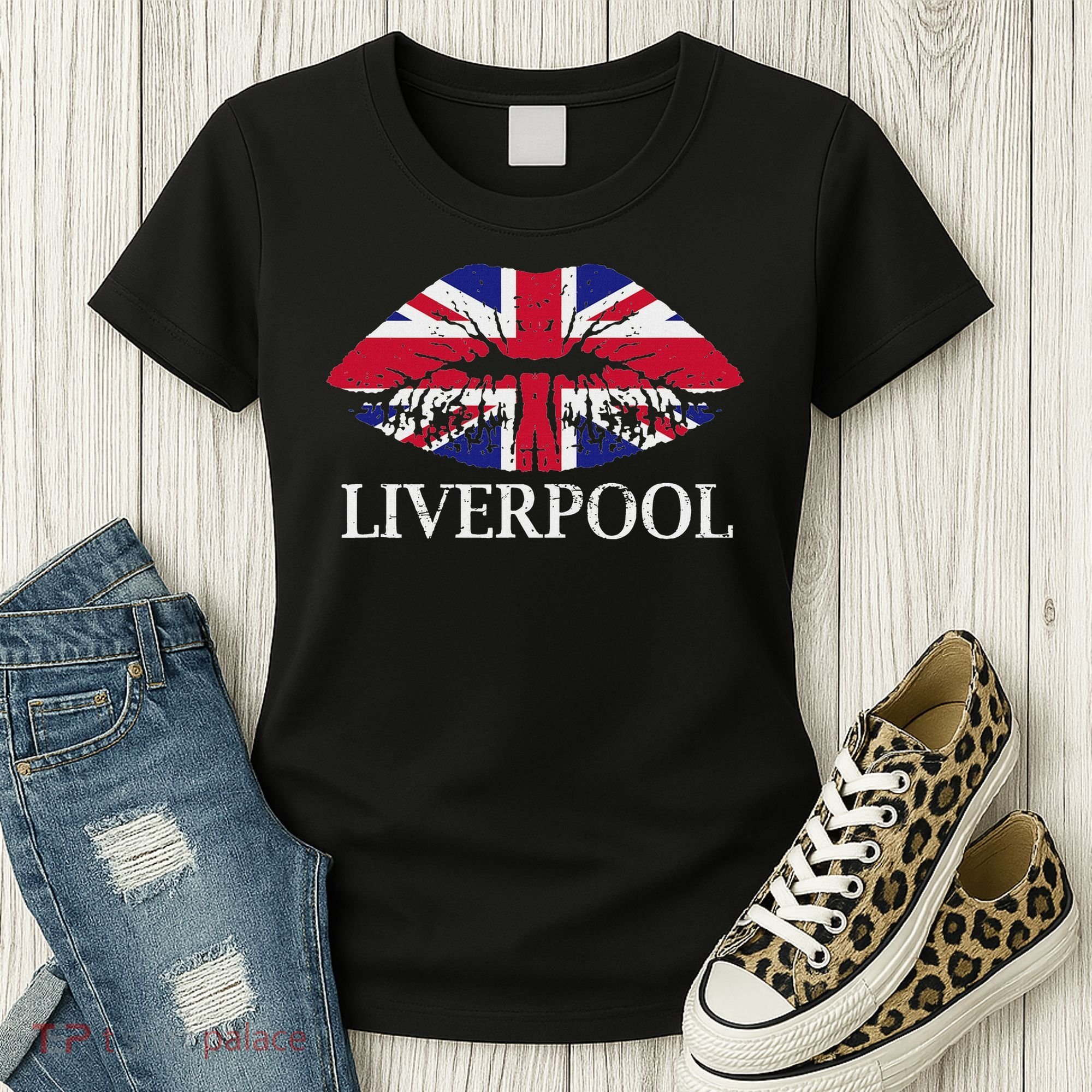Liverpool England British Flag Lips Women's T-Shirt