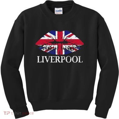 Liverpool England British Flag Lips Kids Sweatshirt