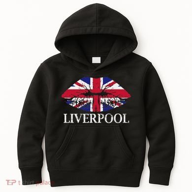 Liverpool England British Flag Lips Kids Hoodie