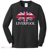 Liverpool England British Flag Lips Kids Long Sleeve Shirt thumb 0