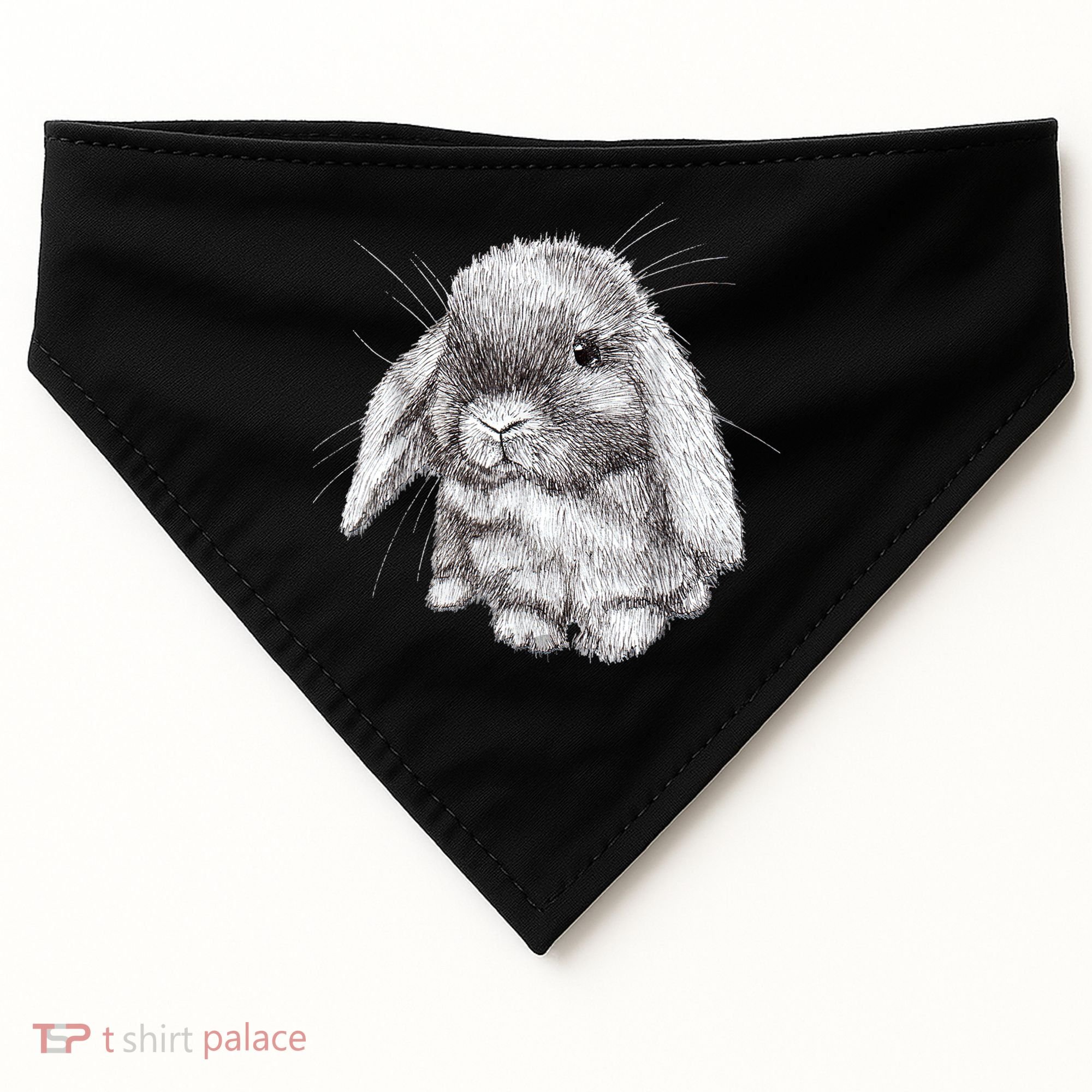 Lop Eared Bunny Rabbit Sketch Gift For Mens Womens Childrens USA-Made Doggie Bandana