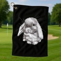 Lop Eared Bunny Rabbit Sketch Gift For Mens Womens Childrens Golf Towel thumb 1