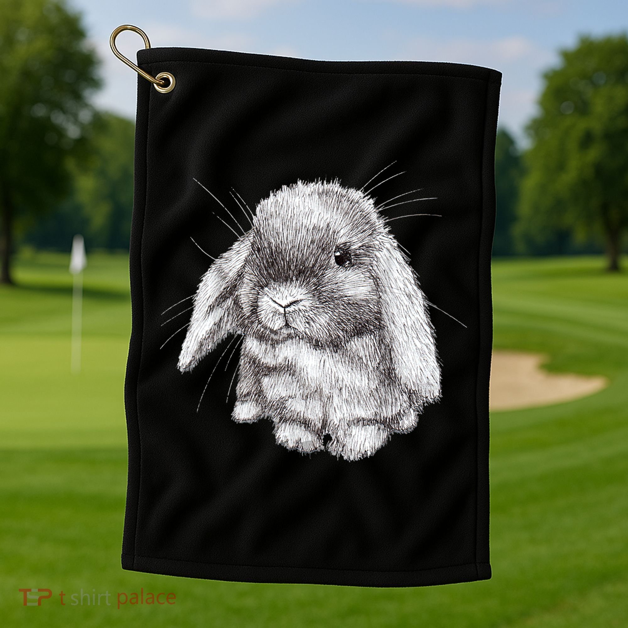 Lop Eared Bunny Rabbit Sketch Gift For Mens Womens Childrens Golf Towel