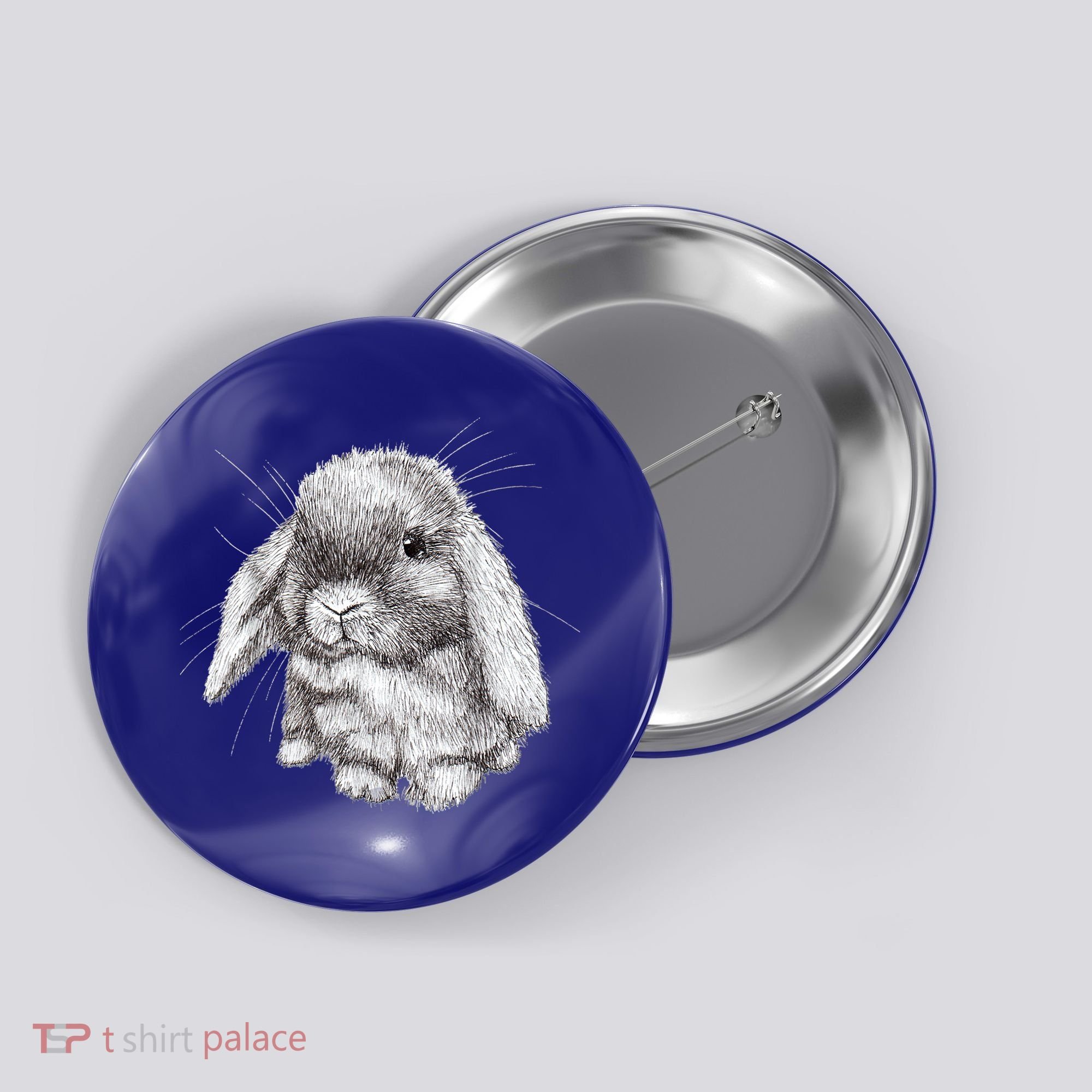 Lop Eared Bunny Rabbit Sketch Gift For Mens Womens Childrens Button
