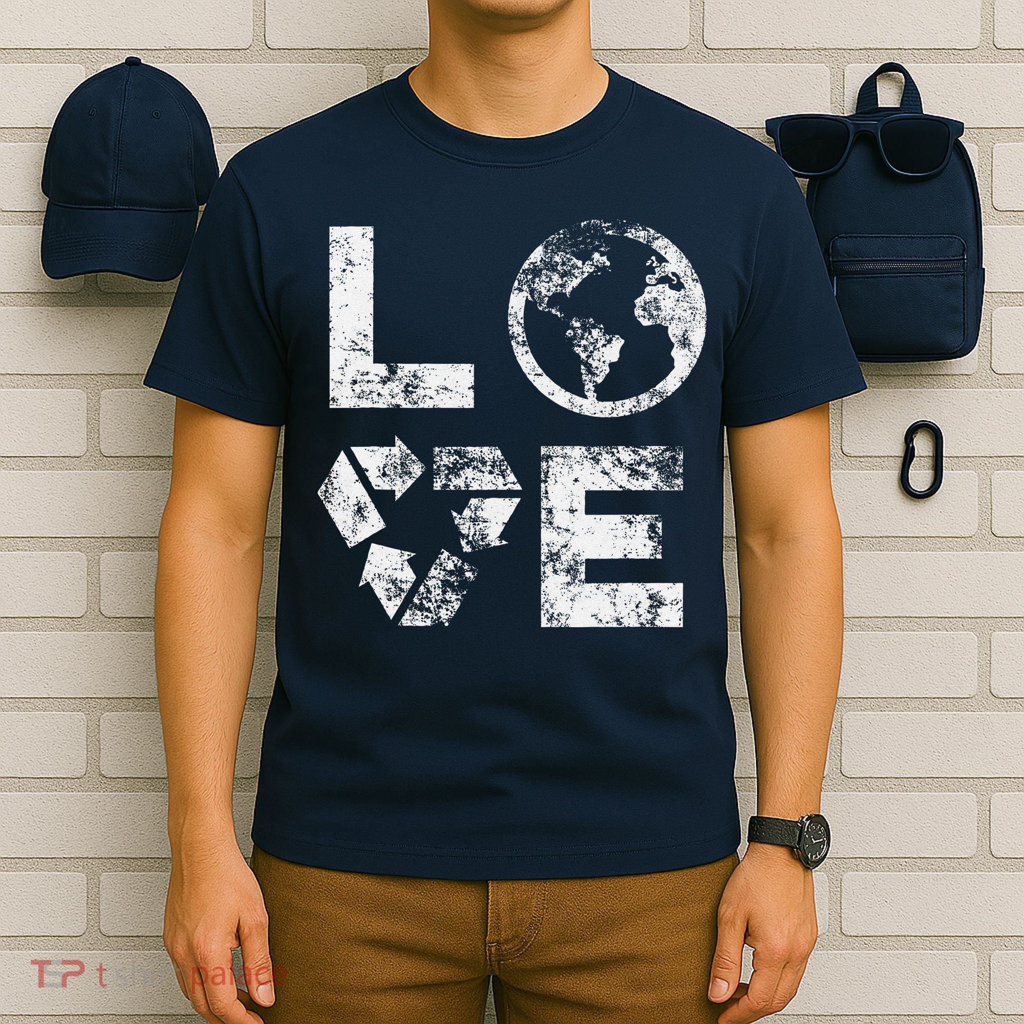 Love Earth Day 90s Vintage Recycling Or Teacher T-Shirt