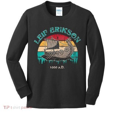 Leif Erikson Day Design For Norseman Kids Long Sleeve Shirt
