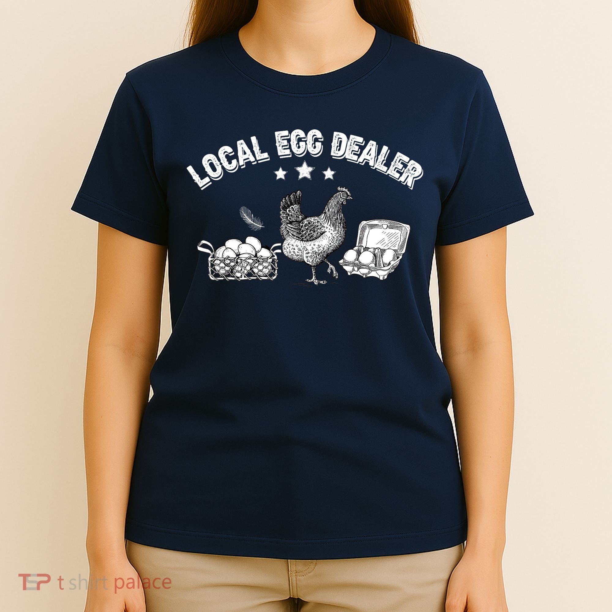 Local Egg Dealer Funny Bleached Chicken Lover Farm Farmer T-Shirt