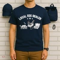 Local Egg Dealer Funny Bleached Chicken Lover Farm Farmer T-Shirt thumb 6