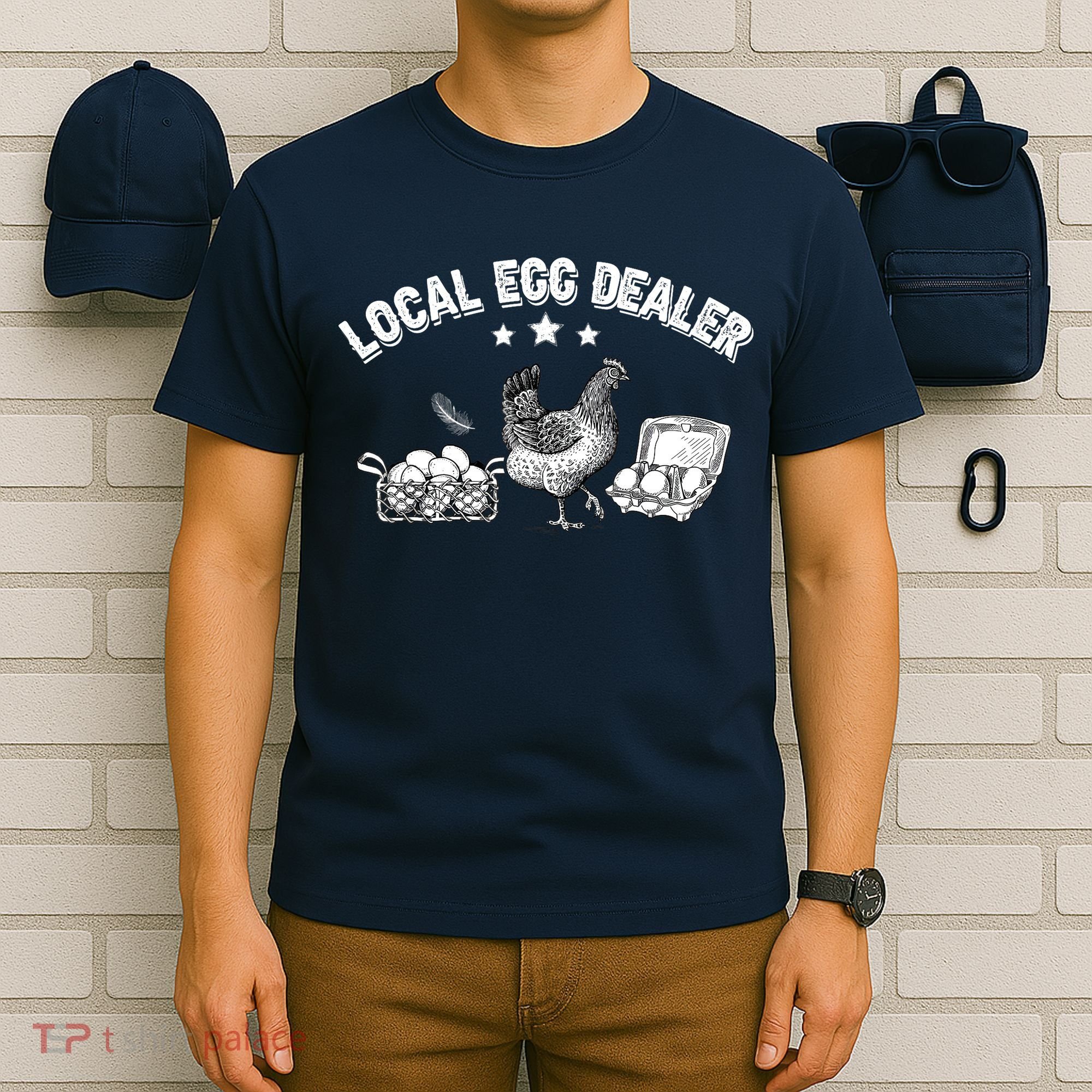 Local Egg Dealer Funny Bleached Chicken Lover Farm Farmer T-Shirt