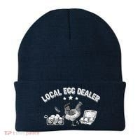 Local Egg Dealer Funny Bleached Chicken Lover Farm Farmer Beanie thumb 0