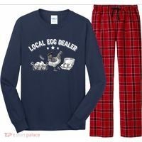 Local Egg Dealer Funny Bleached Chicken Lover Farm Farmer Long Sleeve Pajama Set thumb 0