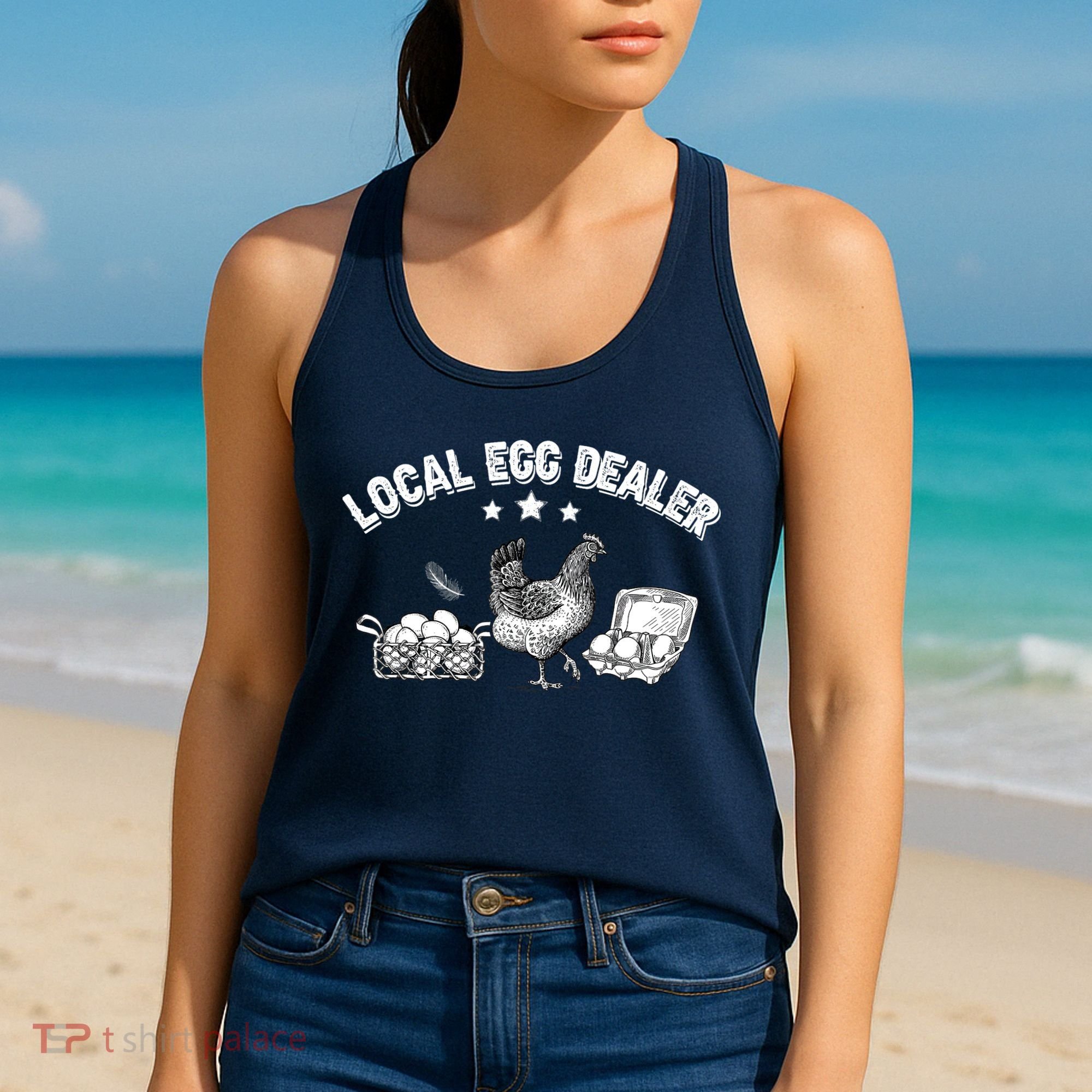 Local Egg Dealer Funny Bleached Chicken Lover Farm Farmer Women's Tank Top