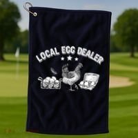 Local Egg Dealer Funny Bleached Chicken Lover Farm Farmer Golf Towel thumb 1