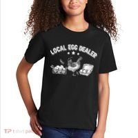 Local Egg Dealer Funny Bleached Chicken Lover Farm Farmer Kids T-Shirt thumb 2