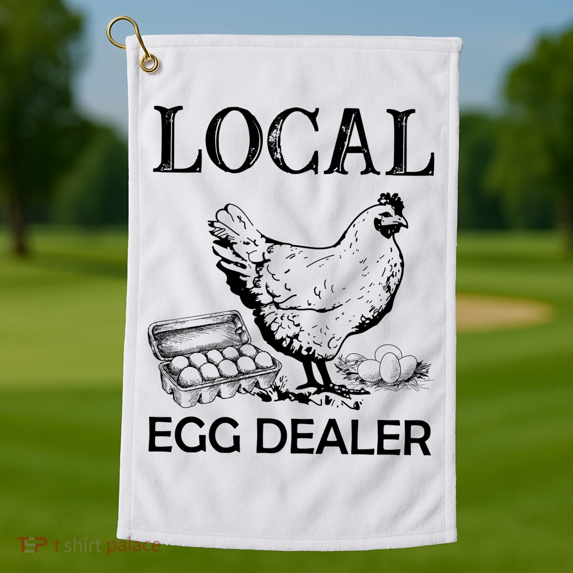 Local Egg Dealer Funny Chicken Golf Towel