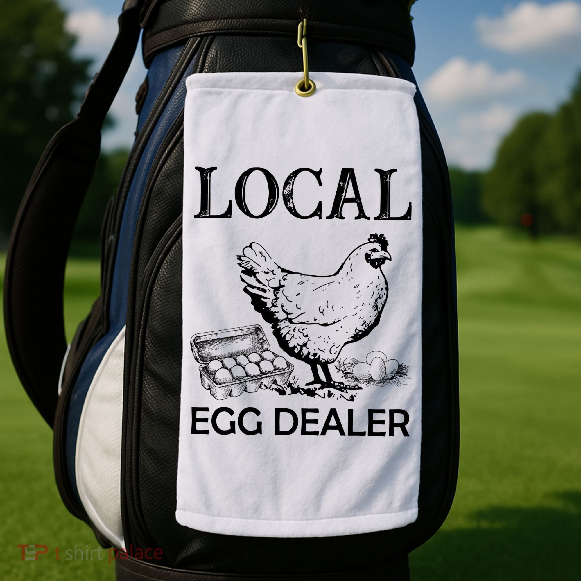 Local Egg Dealer Funny Chicken Golf Towel