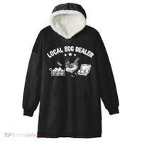Local Egg Dealer Funny Bleached Chicken Lover Farm Farmer Hooded Wearable Blanket thumb 0