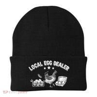 Local Egg Dealer Funny Bleached Chicken Lover Farm Farmer Beanie thumb 0