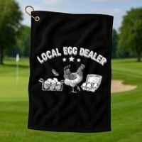 Local Egg Dealer Funny Bleached Chicken Lover Farm Farmer Golf Towel thumb 1