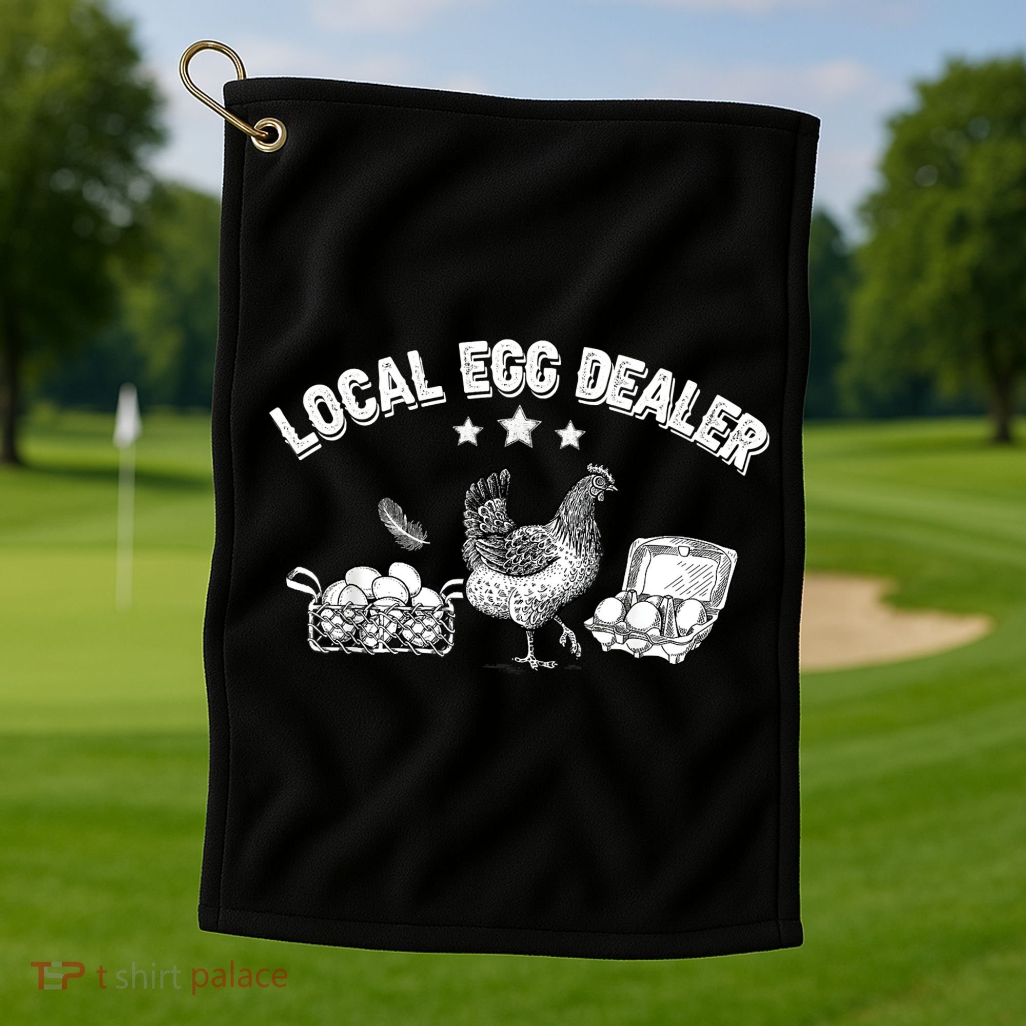 Local Egg Dealer Funny Bleached Chicken Lover Farm Farmer Golf Towel