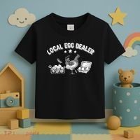 Local Egg Dealer Funny Bleached Chicken Lover Farm Farmer Toddler T-Shirt thumb 3