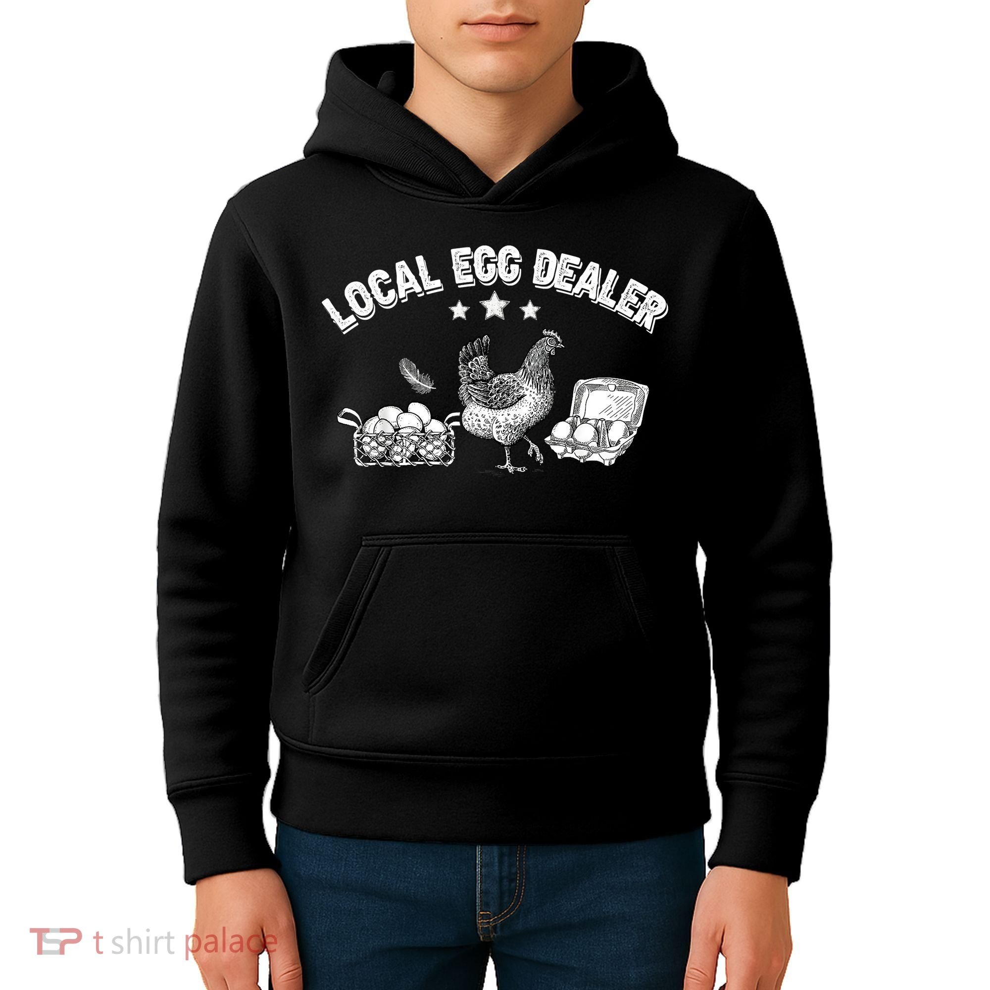 Local Egg Dealer Funny Bleached Chicken Lover Farm Farmer Kids Hoodie
