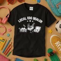 Local Egg Dealer Funny Bleached Chicken Lover Farm Farmer Kids T-Shirt thumb 3