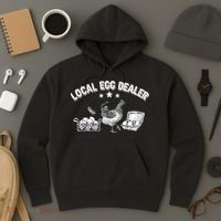 Local Egg Dealer Funny Bleached Chicken Lover Farm Farmer Hoodie thumb 3