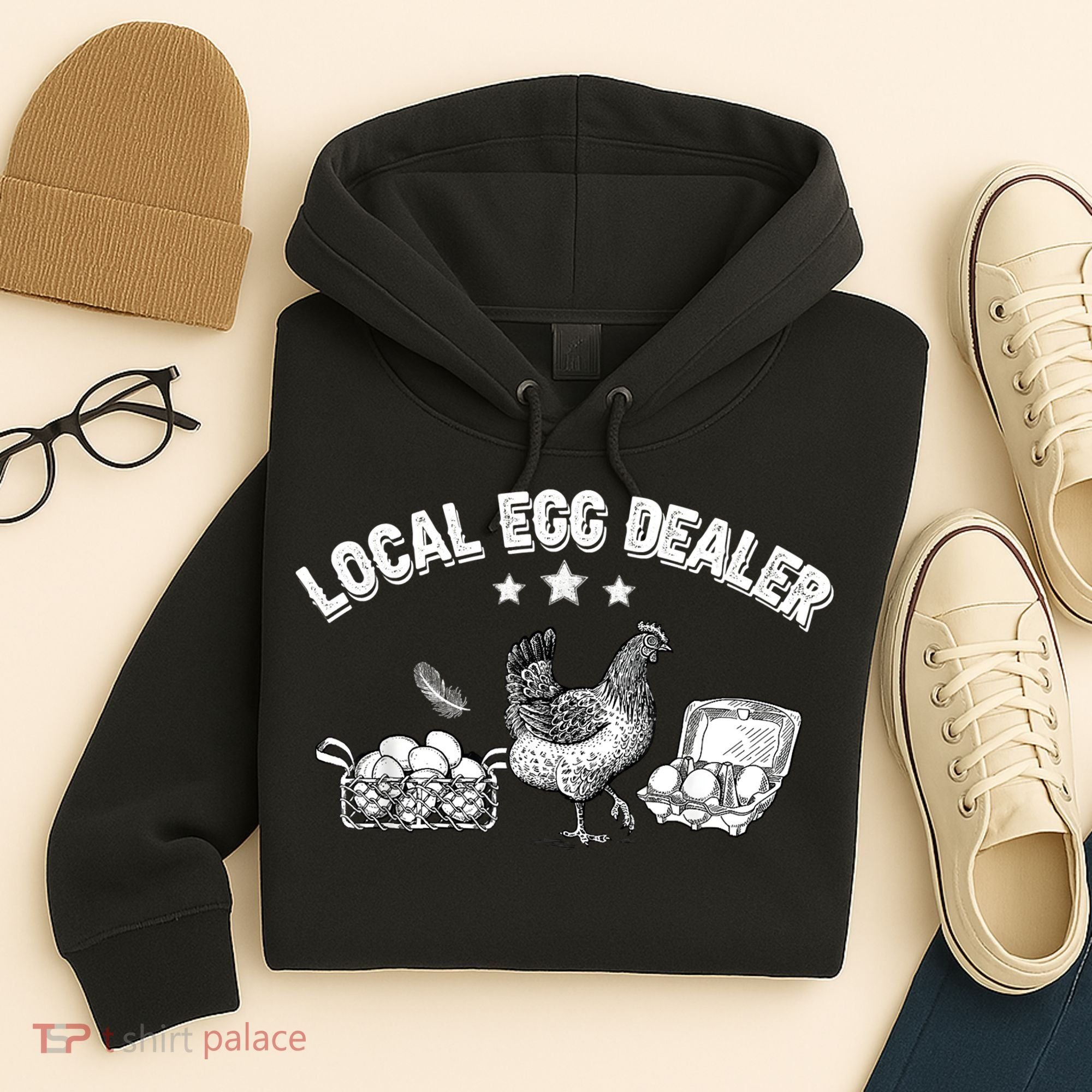 Local Egg Dealer Funny Bleached Chicken Lover Farm Farmer Hoodie