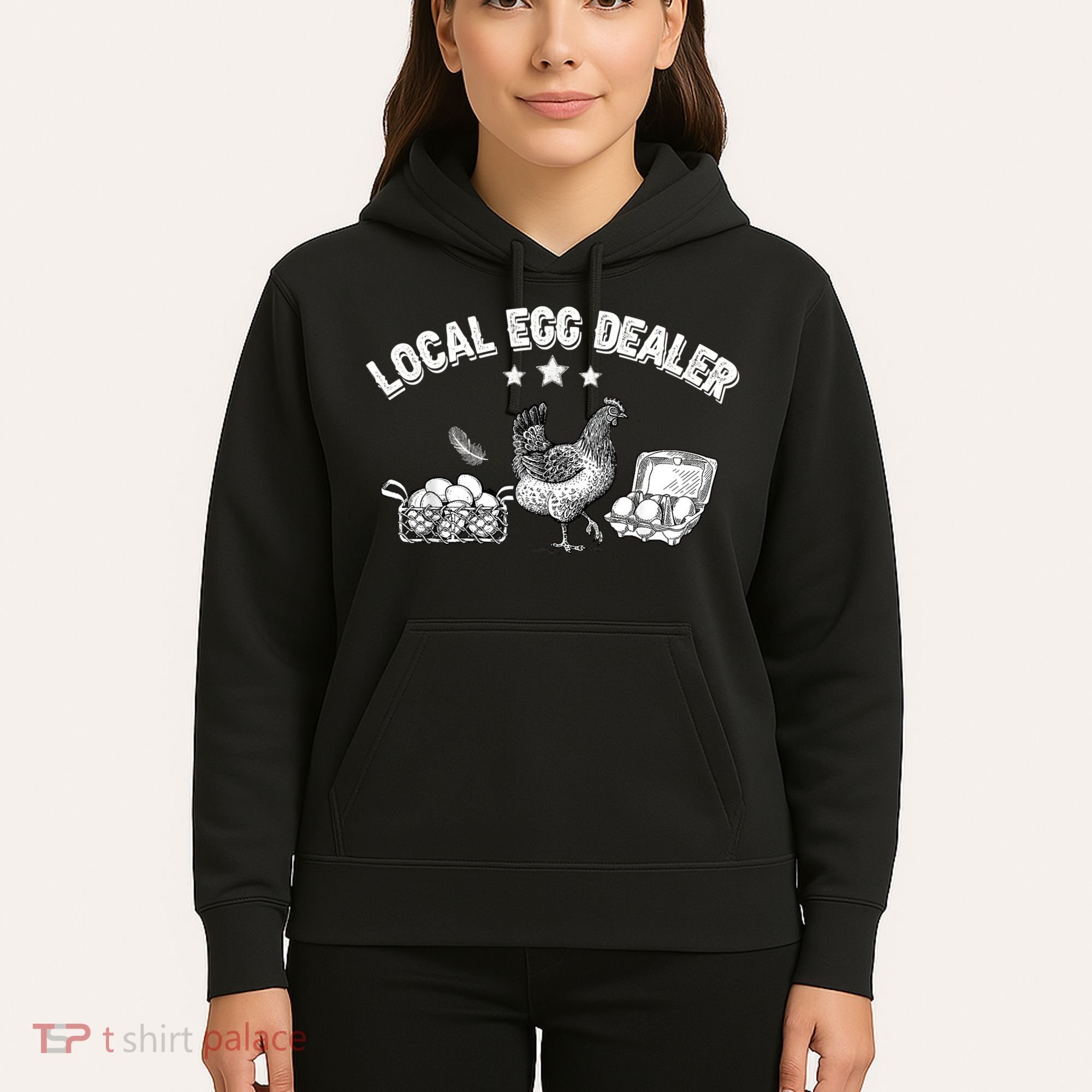 Local Egg Dealer Funny Bleached Chicken Lover Farm Farmer Hoodie