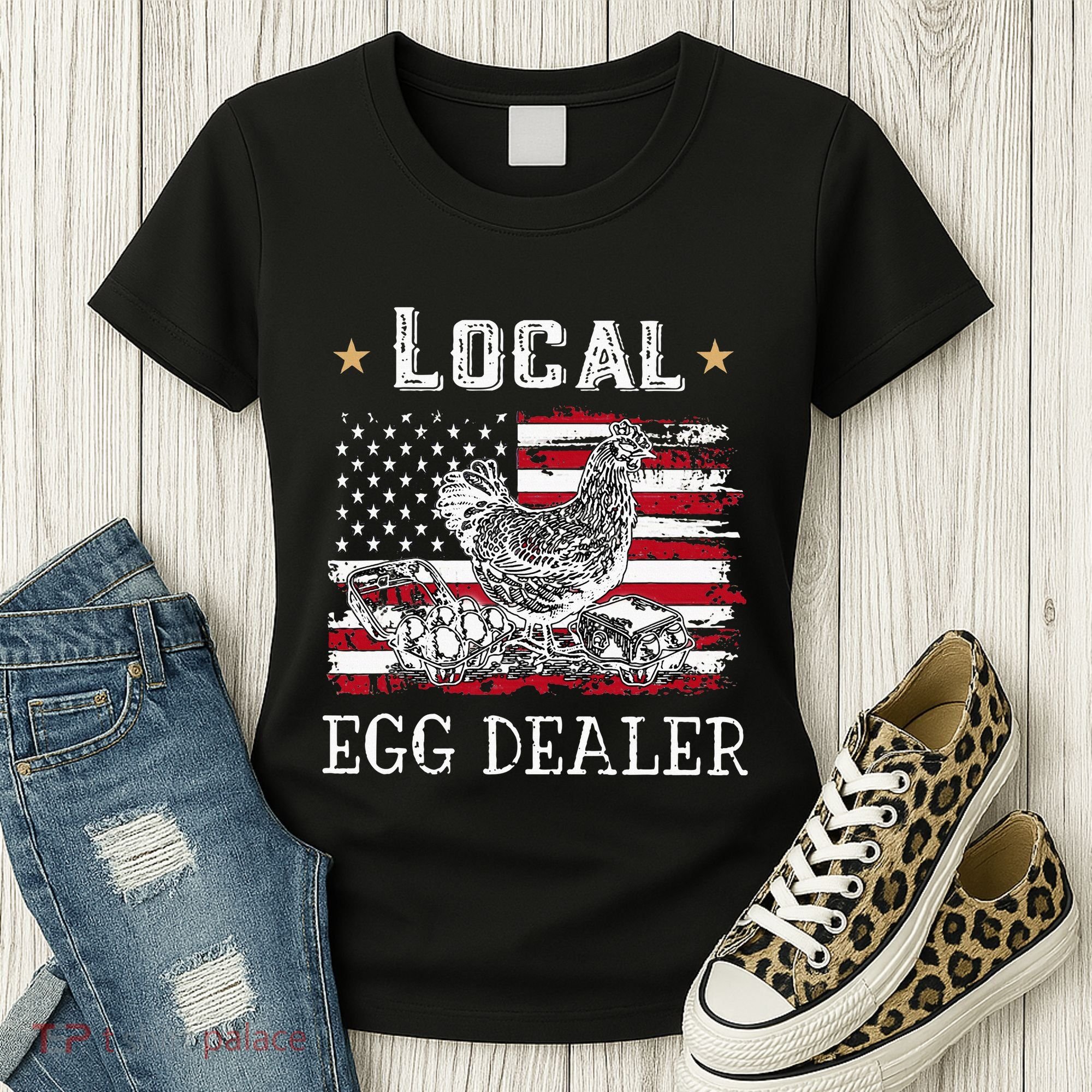Local Egg Dealer Funny American Flag Women's T-Shirt