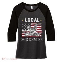 Local Egg Dealer Funny American Flag Women's Tri-Blend 3/4-Sleeve Raglan Shirt thumb 0