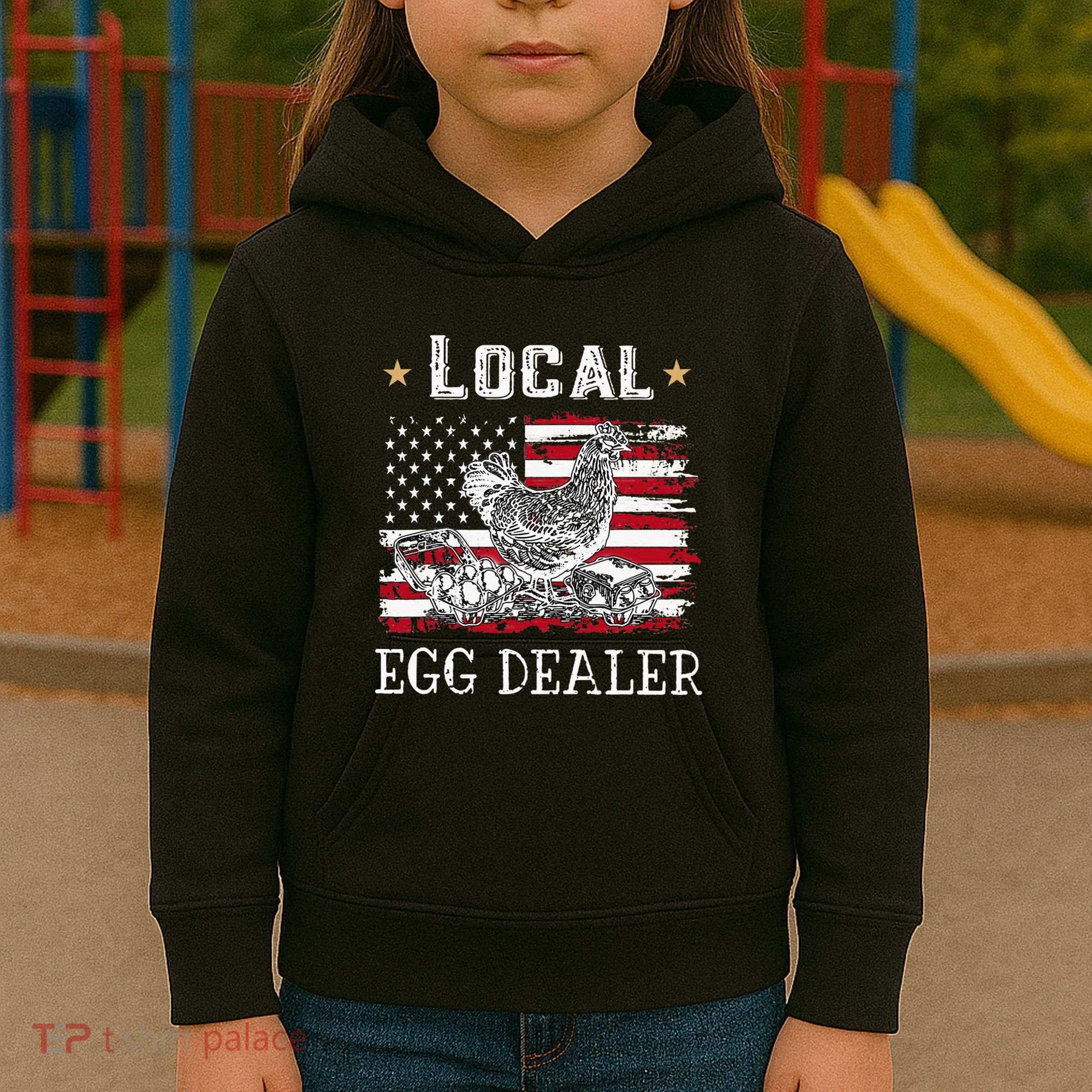 Local Egg Dealer Funny American Flag Kids Hoodie
