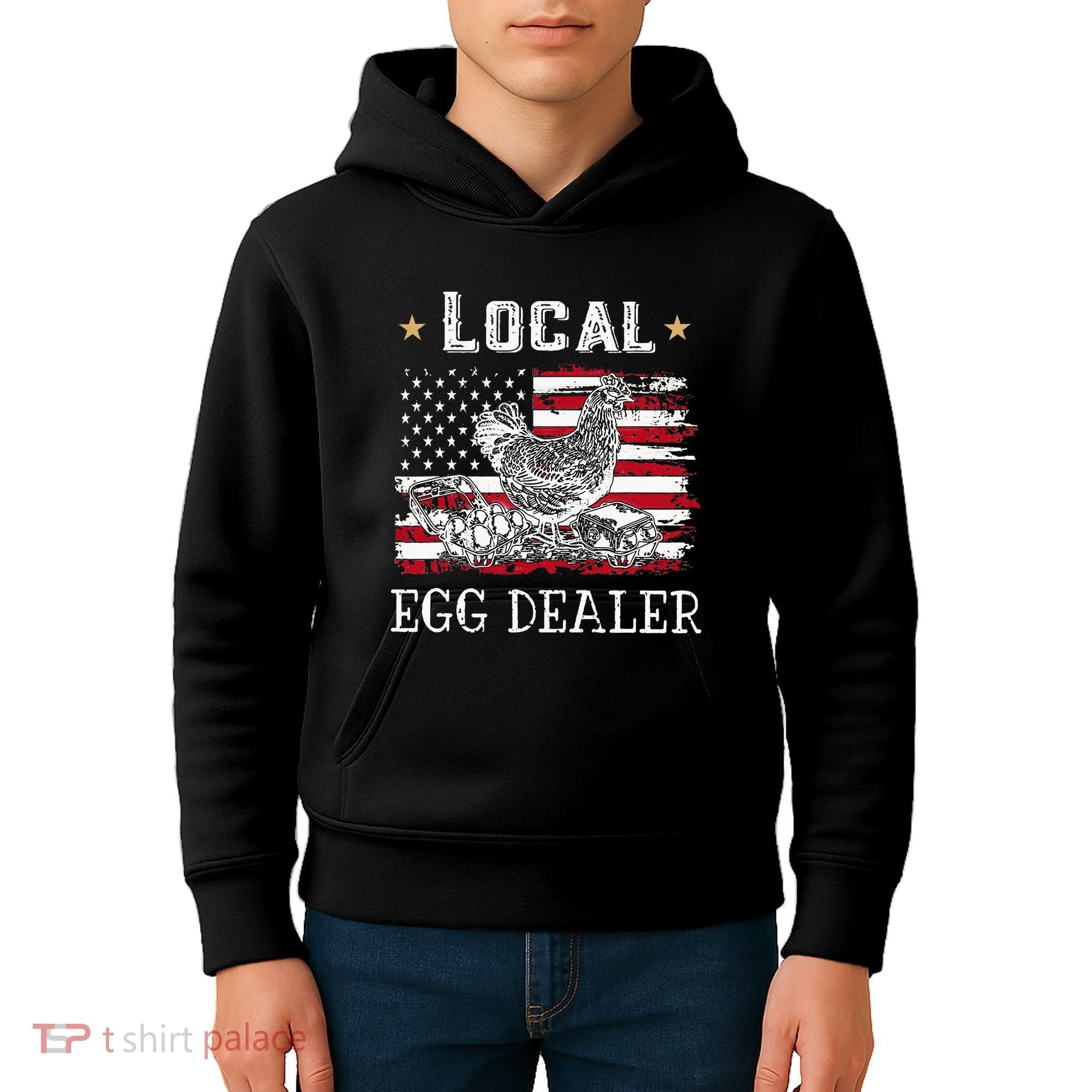 Local Egg Dealer Funny American Flag Kids Hoodie