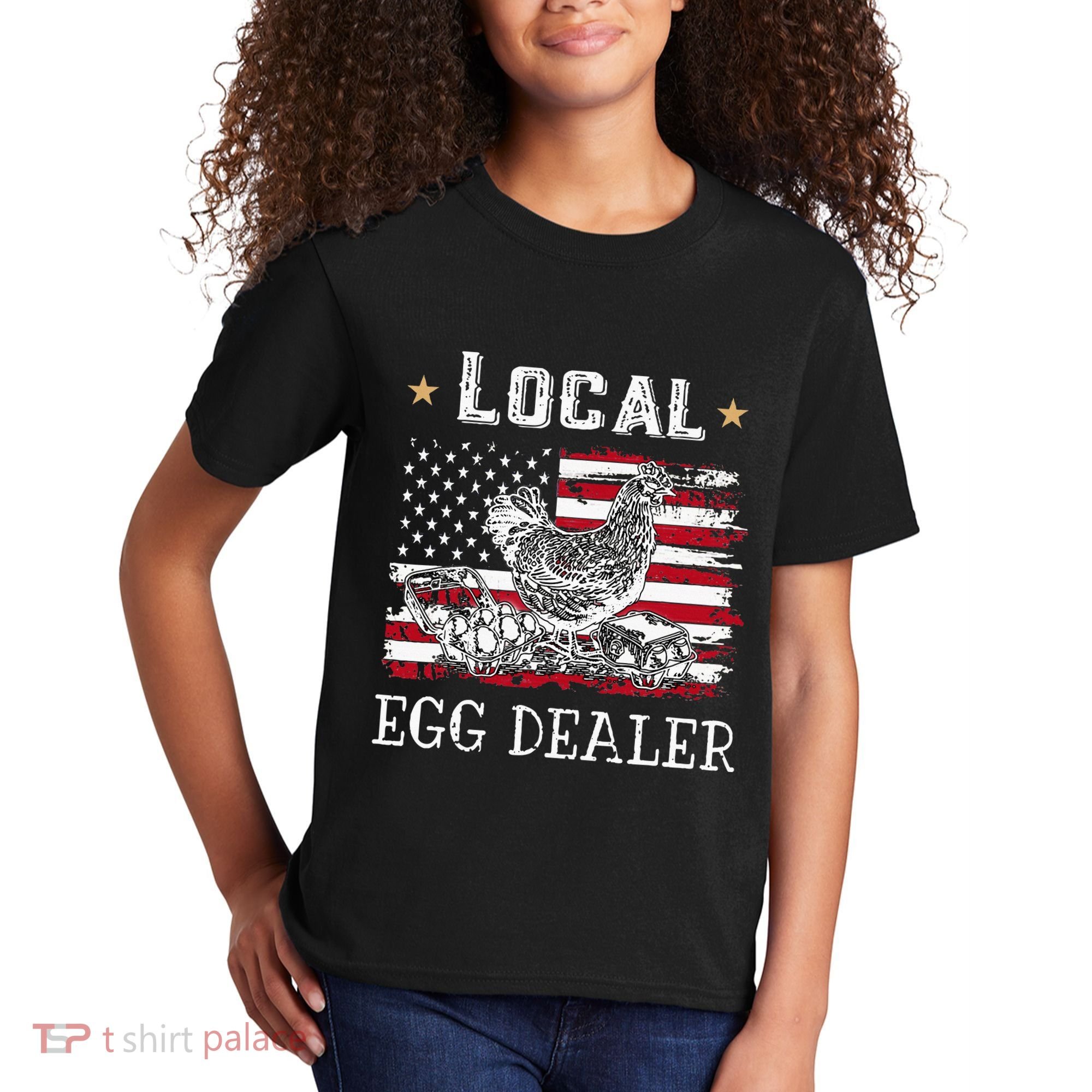 Local Egg Dealer Funny American Flag Kids T-Shirt