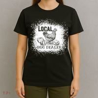 Local Egg Dealer Funny Bleached Chicken Lover Farm Farmer T-Shirt thumb 4