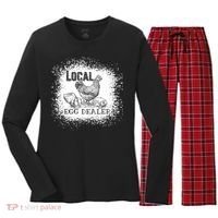 Local Egg Dealer Funny Bleached Chicken Lover Farm Farmer Women's Long Sleeve Flannel Pajama Set  thumb 0